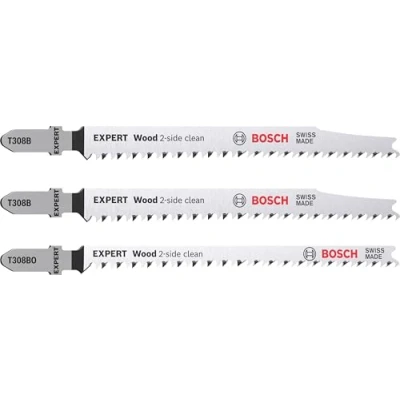 Imagen de Bosch Professional 3 x Set de hojas Sierra calar Expert Wood 2 Side Clean, para Contrachapado, Tablero mobiliario madera maciza, Longitud 117 mm, Accesorios