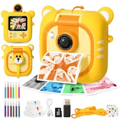 Imagen de ARNSSIEN Camara Fotos Infantil Instantanea,7 Papeles (4C: Rojo/Amar/Azul/Verde + 3 BN),2.4&quot; con 1080P &amp; 180 Lente 32GB, Regalo Navidad/Cumpleaños para Niños Niñas, M2