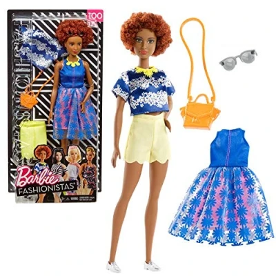 Imagen de Barbie Muñeca Fashionista Afroamericana con Modas, Multicolor (Mattel FRY80)