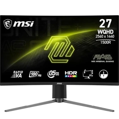 Imagen de MSI mag 27CQ6PF Monitor Curvo Gaming WQHD 27 Pulgadas, 1500R 2560 x 1440 Rapid VA Panel, 180 Hz / 0.5ms (GtG, Min.), Adaptive Sync, DP 1.4a, HDMI 2.0b CEC