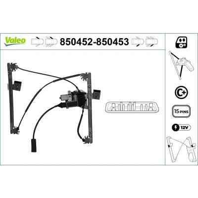 Imagen de Valeo Elevalunas Delante, izquierda eléctrico con electromotor función de confort 850452 VOLKSWAGEN: GOLF 3, 3 Variant, Vento