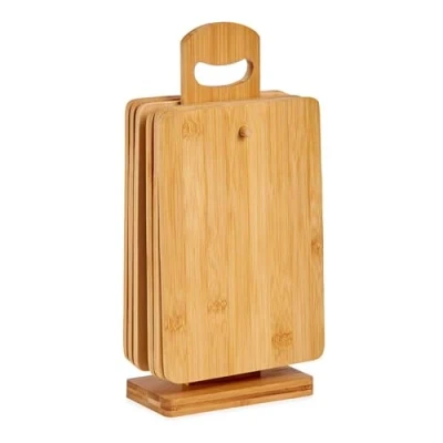 Imagen de Set 6 tablas bambu con soporte colección KINVARA