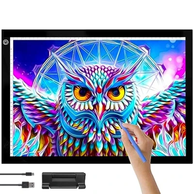 Imagen de Crafts&amp;Co® Mesa de Luz A3 Lightbox Dimmer Accesorios Diamond Painting Panel LED con USB Lightpad 470x345 mm Luminosa, Tablero Dibujo Iluminado, Pad