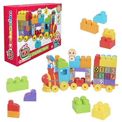 Imagen de CoComelon, Estuche de Tren con 2 Figuras 40 Piezas, construcción Ladrillos, Juguete para niños a Partir 18 Meses, GIOCHI PREZIOSI, CCM07