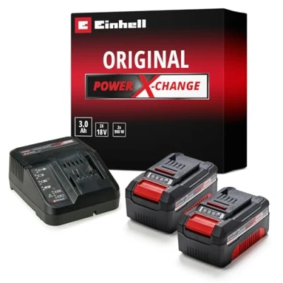 Imagen de Einhell PXC Kit Inicio 18V 2x3,0 Ah (2 baterías y cargador, para todos los dispositivos PXC, sistema de gestión batería ABS controlado por el proceso, pantalla LED 3 niveles)