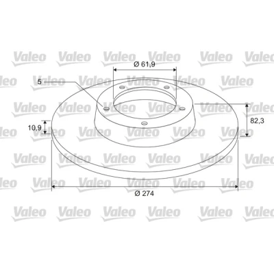 Imagen de VALEO 675402 Disco de freno Eje trasero 274 10,9 5 macizo revestido con tornillo, anillo sensor ABS, cojinete rueda incorporado
