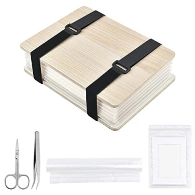 Imagen de WANDIC Kit de Prensa Flores, Arte Madera Engrosada para prensar Plantas, Libro prensado Flores y Hojas Manualidades Aprendizaje al Aire Libre