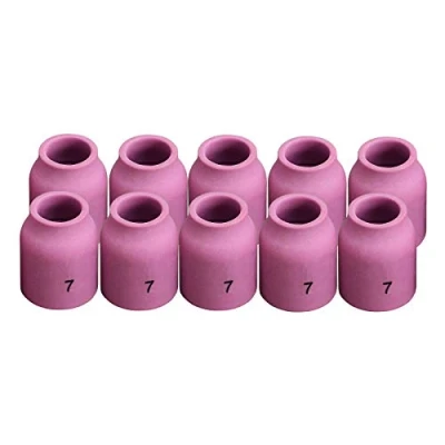 Imagen de RIVERWELD TIG Lente de gas Boquilla alúmina Taza cerámica 53N61 (No.7 D11.0 x 25.5 mm) Compatible con PTA DB SR WP 9 17 18 20 25 26 Antorcha soldadura 10 unidades