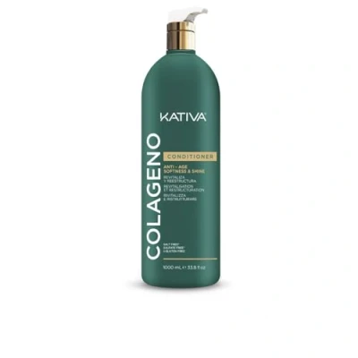 Imagen de Kativa Colágeno Acondicionador Anti Age Revitalizante 1L Reestructura, Aporta Brillo y Suavidad Cabello Débiles Finos Pelo Proteínas de