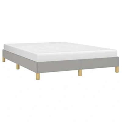 Imagen de vidaXL Estructura de Cama, Somier Matrimonio Listones, Base Cama Tapizada, Mueble para Dormitorio Hogar, Tela Gris Claro 140x200 cm