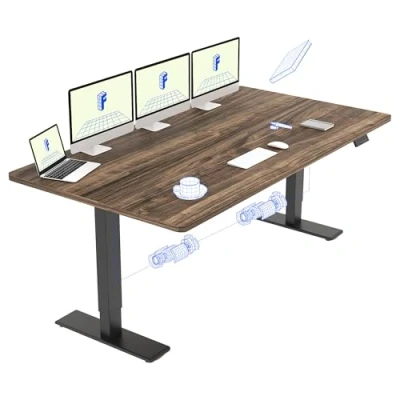 Imagen de FLEXISPOT Escritorio Elevable Eléctrico Mesa Regulable en Altura 180x80 cm con 2 Potentes Motores Estable de pie Función Memoria(Negro+Marrón)