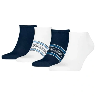 Imagen de Tommy Hilfiger MEN Sneaker Giftbox 4 PACK Calcetines, Hombre, Talla: 43 46, White/navy