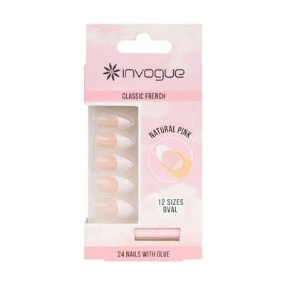 Imagen de Invogue Acrylic Oval Nails French Pink (28 Pieces)