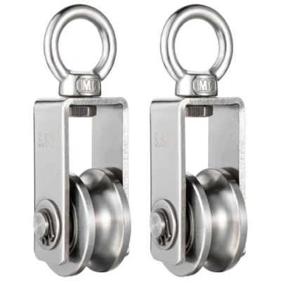 Imagen de Poleas con 2 rodamientos de bolas, polea fitness acero inoxidable 304, para cuerdas, cuerda acero, capacidad carga 250 kg