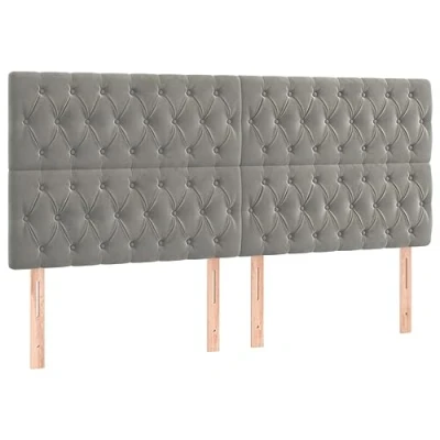 Imagen de vidaXL 4X Cabeceros Cama Dormitorio Tapizado Cabezal Acolchado Protector Cubierta Elástico Prueba Polvo de Terciopelo Gris Claro 100x7x78/88 cm