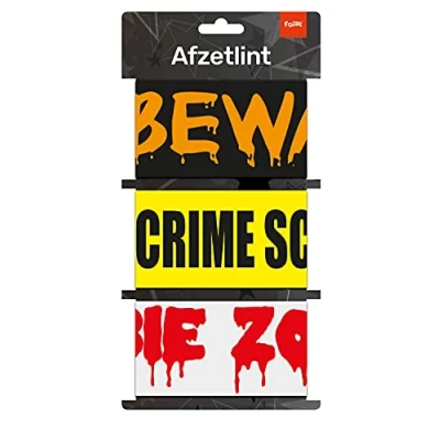 Imagen de Folat 23797 Barricade Tapes Crime scene Beware Zombie Zone 3 piezas, Multicolor (23797)