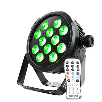Imagen de beamZ BT310 FlatPAR Foco LED para fiestas (72W total, 12 LEDs, 4 en 1, DMX, funcionamiento al ritmo de la música, mando a distancia)
