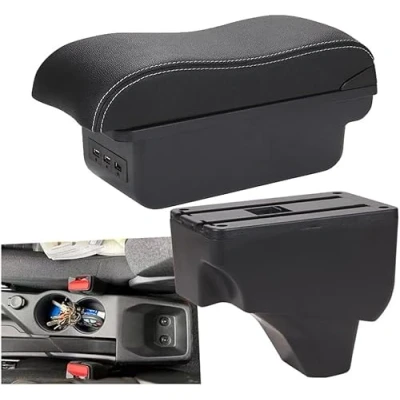 Imagen de LANAZU Caja de reposabrazos Coche para Peugeot 208 2008 2019 2024, Consola Central Doble Capa Apoyabrazos