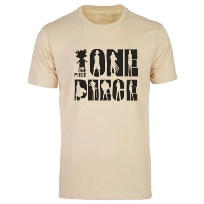 Imagen de GMYG One Ruffy Piece Anime Luffy Equipo Pirata Personajes Manga Japonesa Estampado Gráfico Premium Corta Hombres/Mujeres T Shirt Camiseta 100% Algodón(Beige, M)