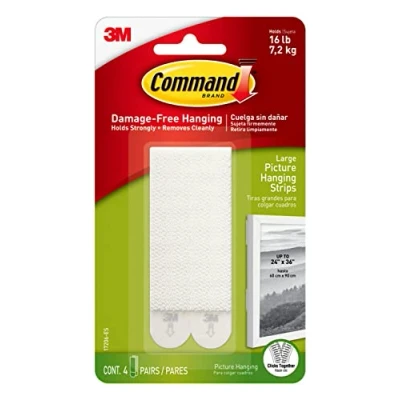 Imagen de Command 17206 Tiras adhesivas para colgar cuadros (4 unidades, tamaño L, carga máxima 7,2 kg)