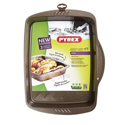 Imagen de Pyrex Fuente Rectangular 35X27Cm Asimetria, Acero, Negro, 2.77 cm