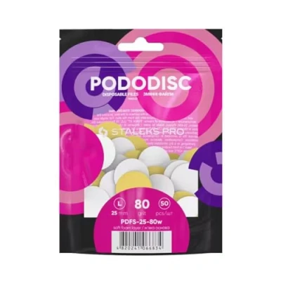 Imagen de Almohadillas de recambio blancas para discos pedicura Pododisc Staleks Pro L 80 grano caja (50 piezas) pies spa