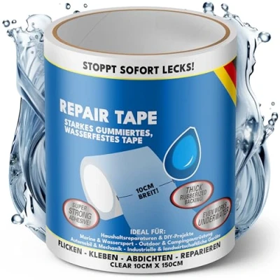 Imagen de ATG® Parches piscina Reparación de Parche bajo agua Cinta adhesiva subacuática impermeable (10 x 150 cm) SUP, kayaks inflables, colchones aire, tubos