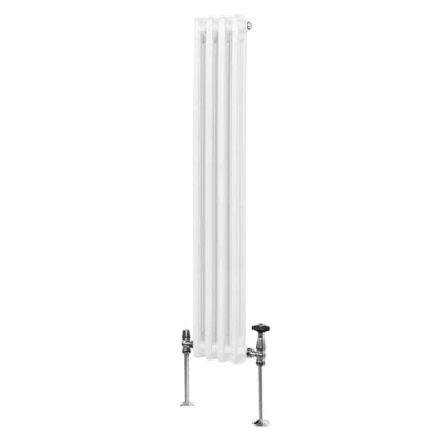 Imagen de Radiador Tradicional Vertical de 2 columnas 1500mm x 202mm Blanco Acero Montado en pared Kit fijación y soportes + Cepillo limpieza GRATIS Calefacción estufa calefactor