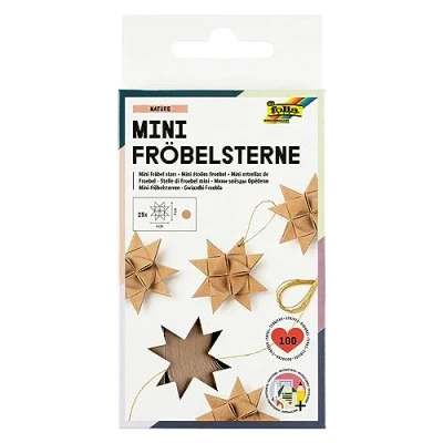 Imagen de folia 1298 Tiras de papel para estrellas MINI Fröbel, 100 tiras, 25 estrellas, en colores naturales