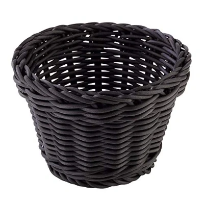 Imagen de cesta APS redonda &quot;Profi Line&quot;, de mimbre negra, polipropileno, contenedor mimbre, panera, alimentos, diámetro Ø 13 cm, altura 10 cm