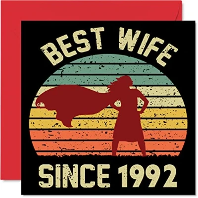 Imagen de Tarjeta de 31 aniversario para esposa marido, la mejor desde 1992, regalos con texto en inglés &quot;I Love You&quot;, tarjetas feliz boda pareja, felicitación