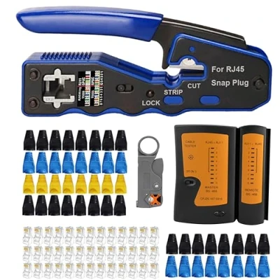 Imagen de MAYLINEE Pelador de Cables red RJ45/CAT5 Herramientas Crimpado para RJ45 Crimpadora CAT5/CAT5E RJ11/RJ12 con Probador LAN Pelacables Conector Alicates(Rojo)