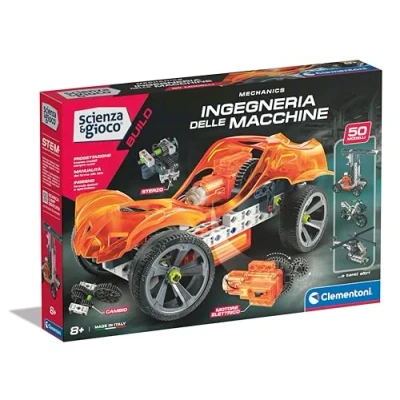 Imagen de Clementoni Scienza e gioco Build Ingenieria Delle Auto, Set costruzione Bambini 8+ Anni, 50 modelli lini Come grue, helicópteros para Descubrir la mecánica, Made in Italy, Lengua Italiana,