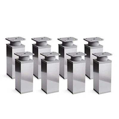 Imagen de sossai® Patas para muebles MFV1 8 piezas altura regulable Diseño: Cromo Altura: 120 mm (+20mm) Perfil cuadrado: 40 x Tornillos incluidos