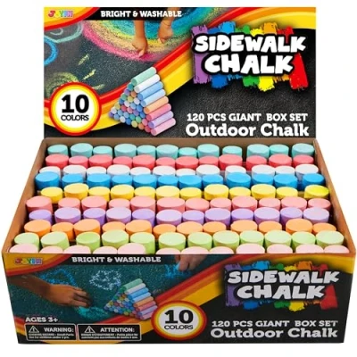 Imagen de JOYIN Jumbo 120 Paquete de la Caja Gigante no tóxico Lavable Tiza acera, situado en 10 Colores (120 Unidades)