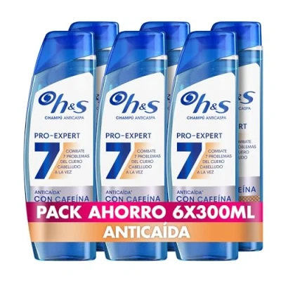 Imagen de H&amp;S Pro Expert 7 Champú Anticaspa Anticaída 300ml con Cafeína; Combate Síntomas de la Caspa para Una Protección Completa del Cuero Cabelludo Previene Caída Capilar, Clínicamente Probado, New Version