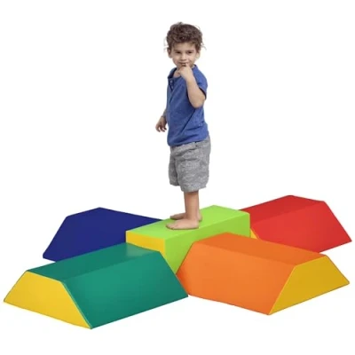 Imagen de HOMCOM Juego de 5 Bloques Espuma para Niños 12 36 Meses Juguetes Construcción Juguete Aprendizaje Infantil Escalar y Gatear 48x19x48 cm Multicolor