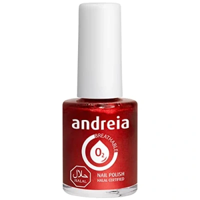 Imagen de Andreia Vernis Halal Esmalte de Uñas Vegano, Permeable y Transpirable que cumple con los requisitos Color B12 Roja Sombras Rosa