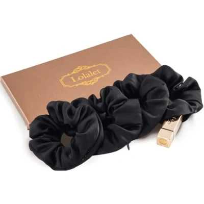 Imagen de Lolalet Coletero para Cabello con Bolsillo, Goma Suave de Pelo Cierre Cremallera Scrunchies Lazo Elástico Fuerte Mujeres y Chicas Grueso Rizado Estilo C