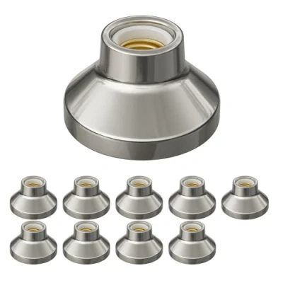 Imagen de ledscom.de 10 unid. plafón/portalámpara ELEKTRA, porcelana, plata brillante, 1x E27 máx. 300W