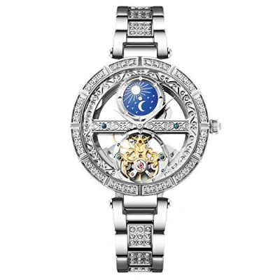 Imagen de RORIOS Mujer Relojes de Pulsera Mecánico Automático Self Winding para Correa Piel Impermeable Reloje