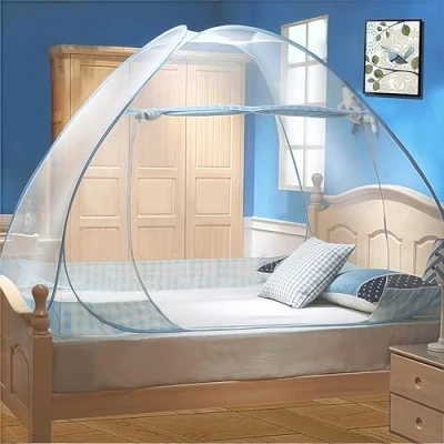 Imagen de Mosquitera para Cama, Digead Plegable Tienda, Portátil Mosquito Cortina, Tienda Emergente de Viaje/Hogar/Bebés 1.0M Azul