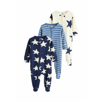 Imagen de Next 3 PACK Regular FIT Pijama de bebé para niños, Talla: 12 18m, Navy