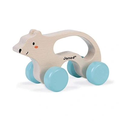 Imagen de Janod Oso de Arrastre Madera Juguete Estímulo para Bebés Desarrolla la Motricidad y Imaginación Asa Ergonómica Colaboración con WWF Certificado FSC A partir 1 Año, J08605