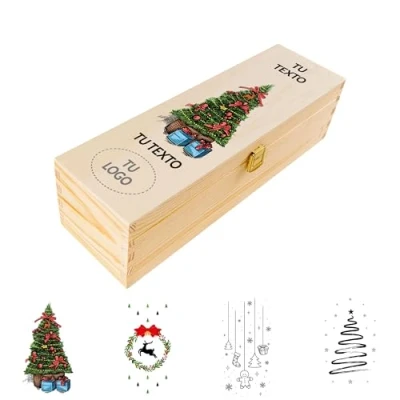 Imagen de Creative DECO Caja Vino Regalo para Navidad Personalizado Original de Madera Texto Personalizada Deseado Idea Decoración Navideña Mujeres, Hombres y Parejas