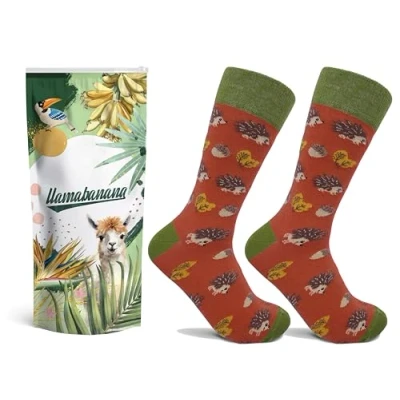 Imagen de llamabanana® Calcetines de algodón para hombre, diseños coloridos (FR/ES, Números, 41, 45, Regular, Erizo)