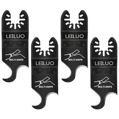 Imagen de LEILUO 4 cuchillas de gancho multiherramienta para tejas universales oscilantes con bolsa almacenamiento compatible DeWalt Makita y más