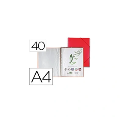 Imagen de Carpeta liderpapel escaparate con espiral 40 fundas polipropileno din a4 rojo