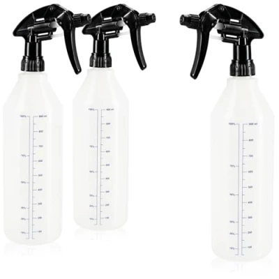 Imagen de com four® Botella pulverizadora 3X con Escala Pulverizador de Bomba Resistente a Productos químicos Rosca 28/400 para Uso doméstico, jardín, Taller, automóvil (EPDM)