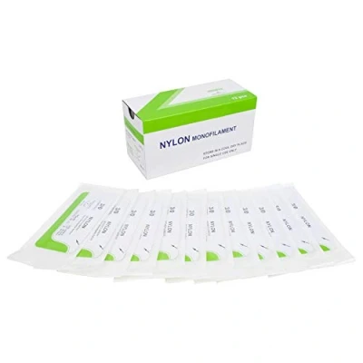 Imagen de Hilo de Sutura Nylon (12 Envases) El Mejor Para Practicar Suturas Estudiantes Medicina, Doctores, Dentistas, Enfermeras y Veterinarios Seda 3/0